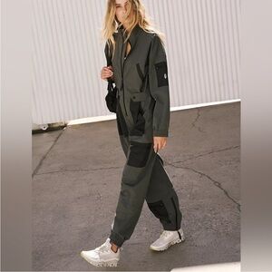 NWOT Free People FP Movement Deep Mountain Blazin' Coverall Dark Shadow Medium